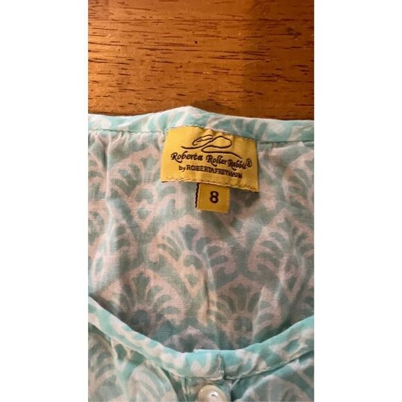 Roller Rabbit Green White Draw String Dress Kids Size 8 - Picture 4 of 9